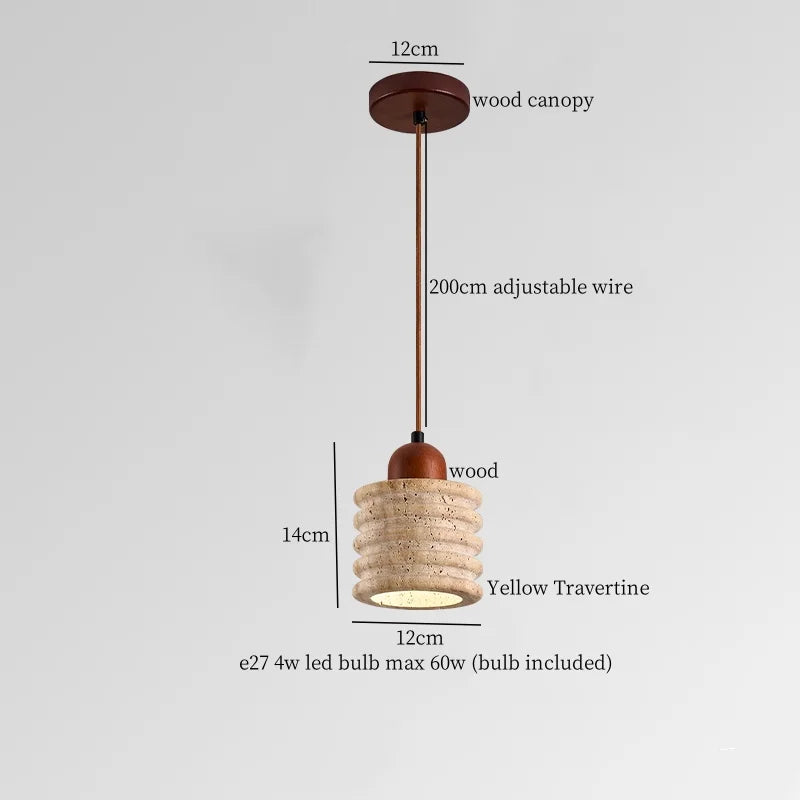 Yellow Travertine Pendant Light: Nordic Minimalism LED Hanging Lamps for Home Decoration