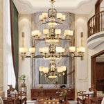 Copper Jade Duplex Chandelier: Chinese Villa Hall Lighting for Hotel Lobby & Living Room