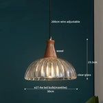 Wood Glass LED Pendant Lights Modern Hanging Lamp for Kitchen Living Room
