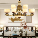 Luxury Copper Marble Chandelier for Living Room in New Chinese Style