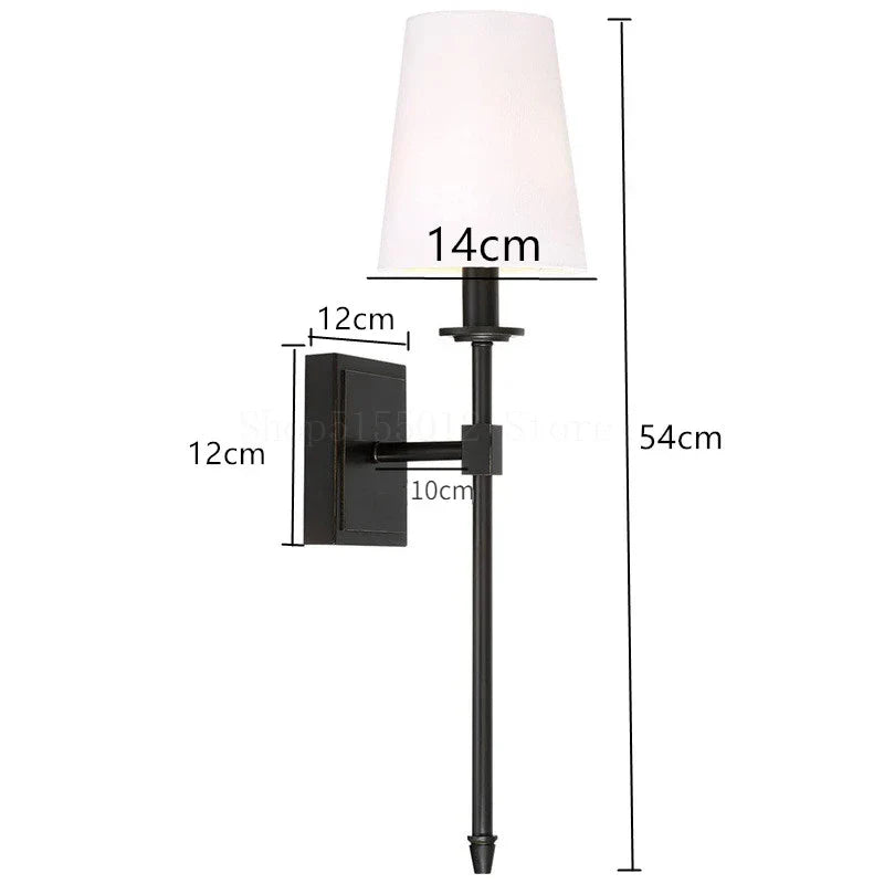 Rustic Industrial Wall Sconce with Textile Shade and LED Lights