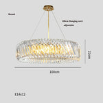 Oval LED Glass Chandelier Lighting in Gold & Silver Stainless Steel