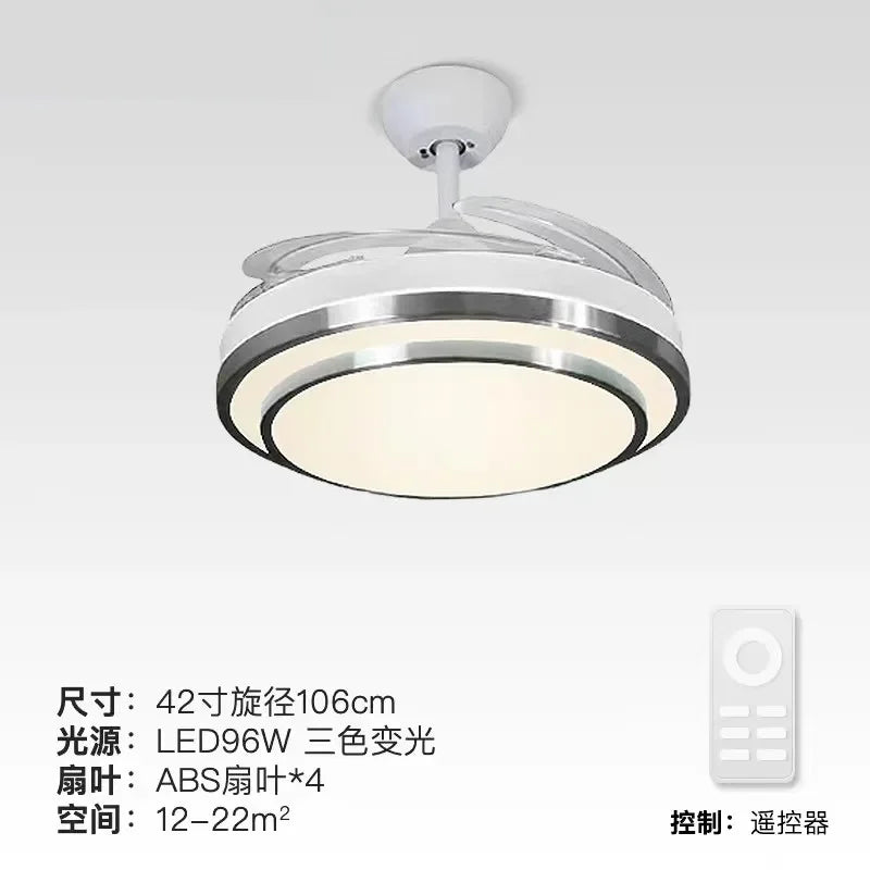 42" Retractable LED Ceiling Fan, Remote Control, Modern Design