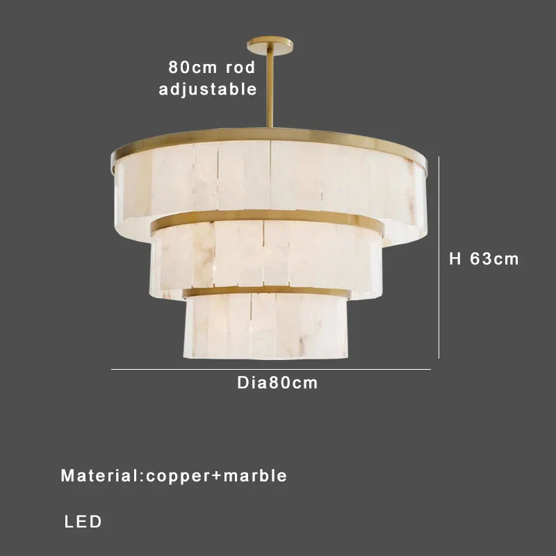 Round Marble Chandelier Ceiling Light Fixture for Kitchen Dining Room