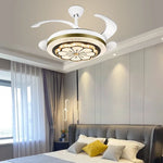 Crystal Invisible Fan Lamp 42-Inch European Living Room Ceiling Fan Chandelier