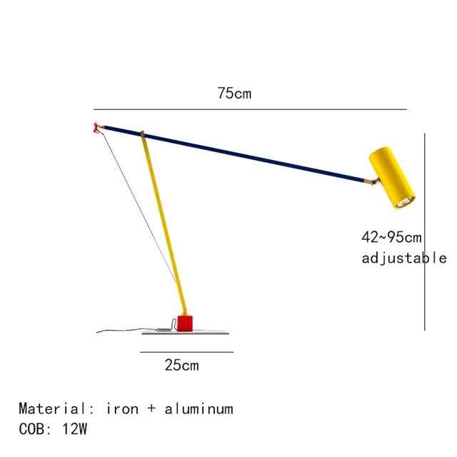 Rainbow Metal Floor Lamp - Height Adjustable, Rotating Joint for Bedroom and Children's Room
