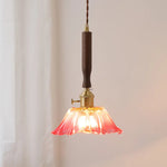 LED Walnut Copper Pendant Light with Knob Switch - Modern Style Lighting Fixtures