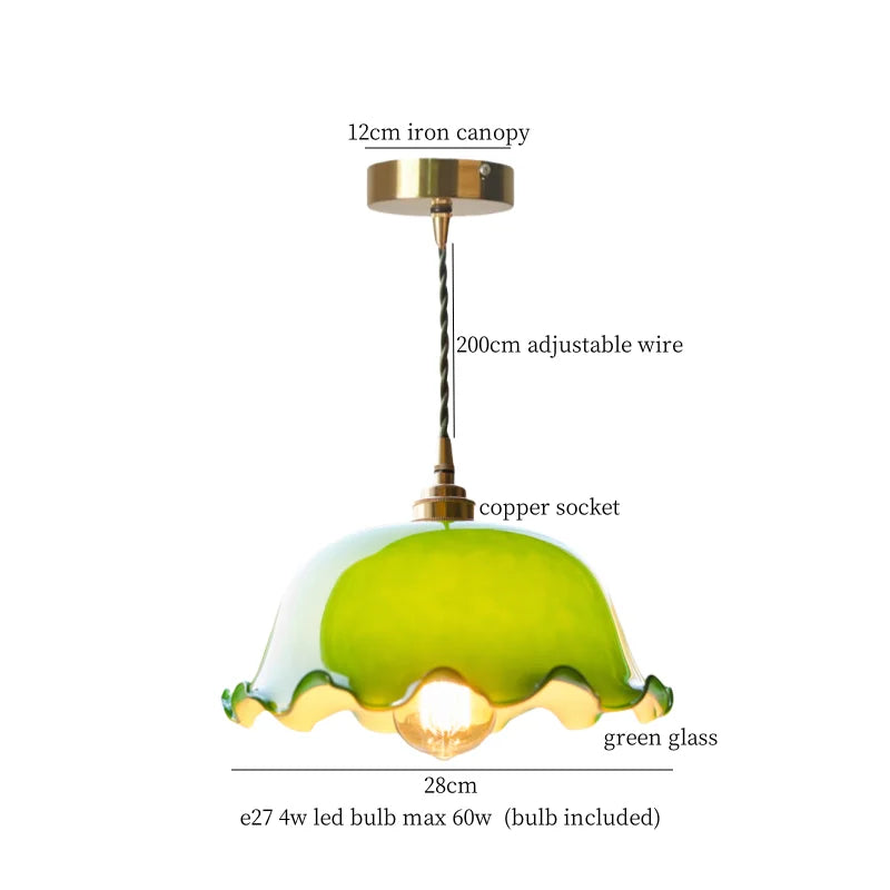 Afralia™ Cream Glass Copper LED Pendant Lamp for Kitchen Bedroom Living Room