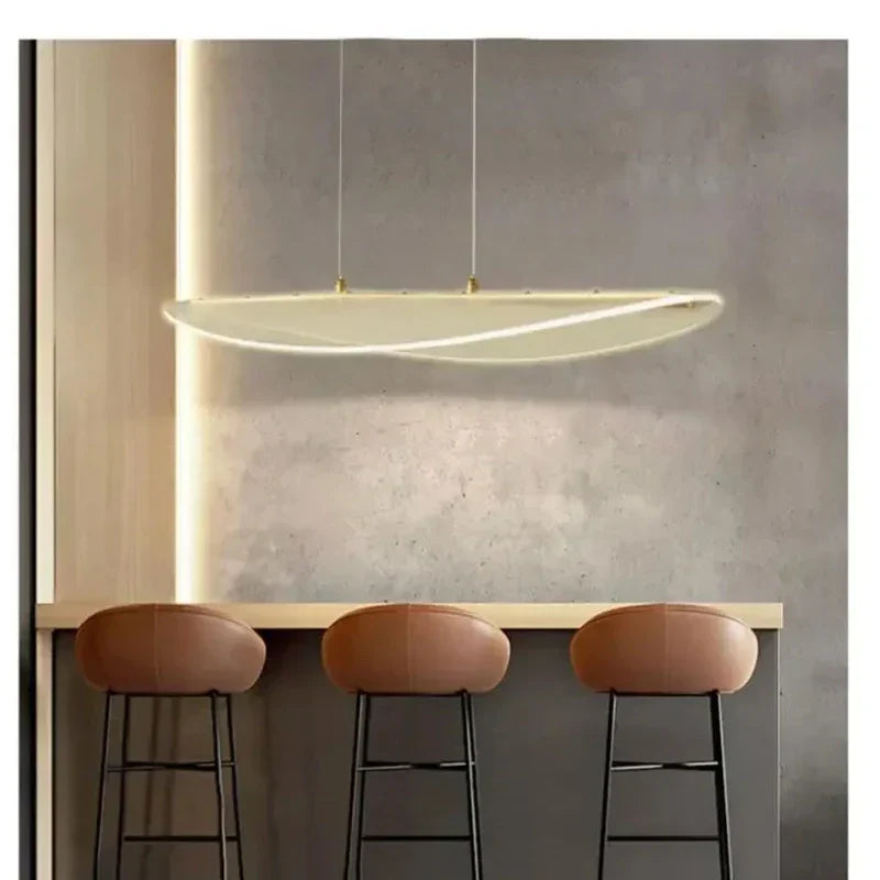 Long Curve LED Chandelier for Living Room Dining Office Decor