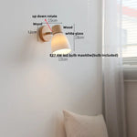 Ceramic Wood Wall Light Fixture, Modern Nordic LED Sconce Bedside Lamp
