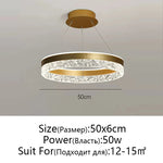 Crystal Rings LED Chandelier Black&White Frame