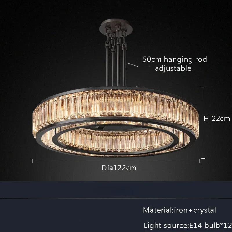 Luxury Black Crystal Chandelier for Elegant Living Room Lighting
