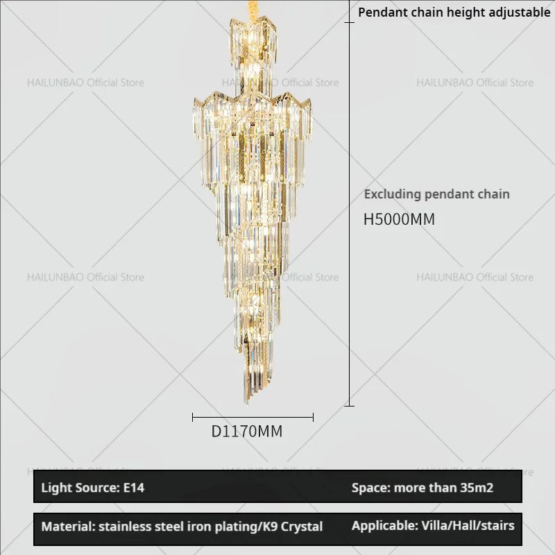 Crystal Chandelier: European Villa Hotel Luxury Hollow Building Middle Floor Lighting
