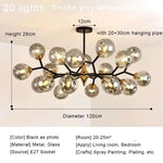 Nordic Glass Ball LED Chandelier Modern Ceiling Lamp Home Decor Fixture