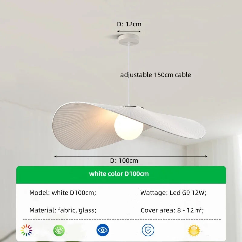 Nordic White/Black Fabric Chandelier Glass Shades Pendant Lamp