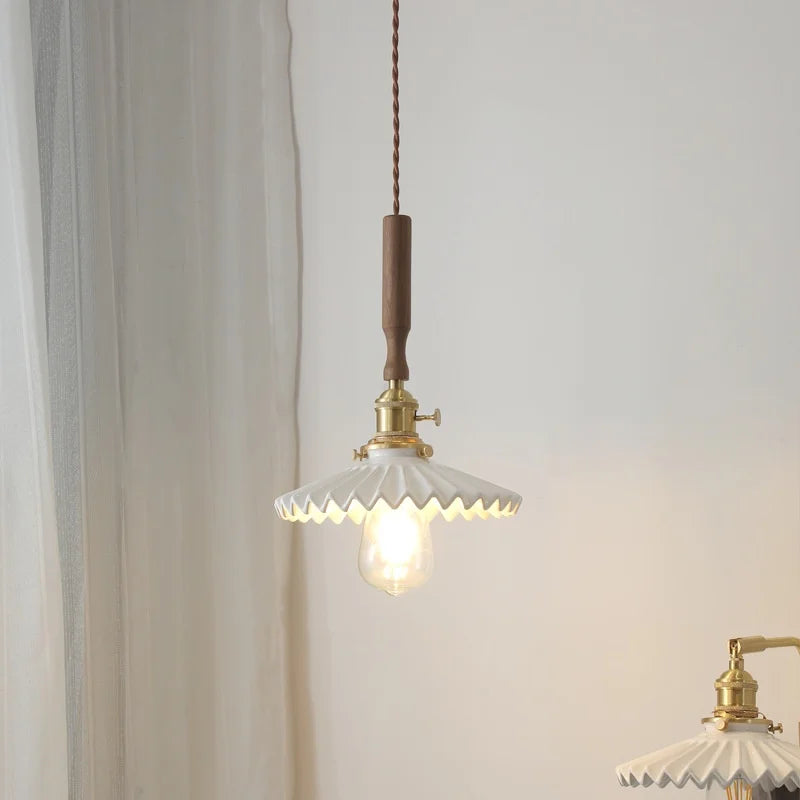 Copper Ceramic LED Pendant Light with Knob Switch - 4w Bulb & Lamparas Colgante