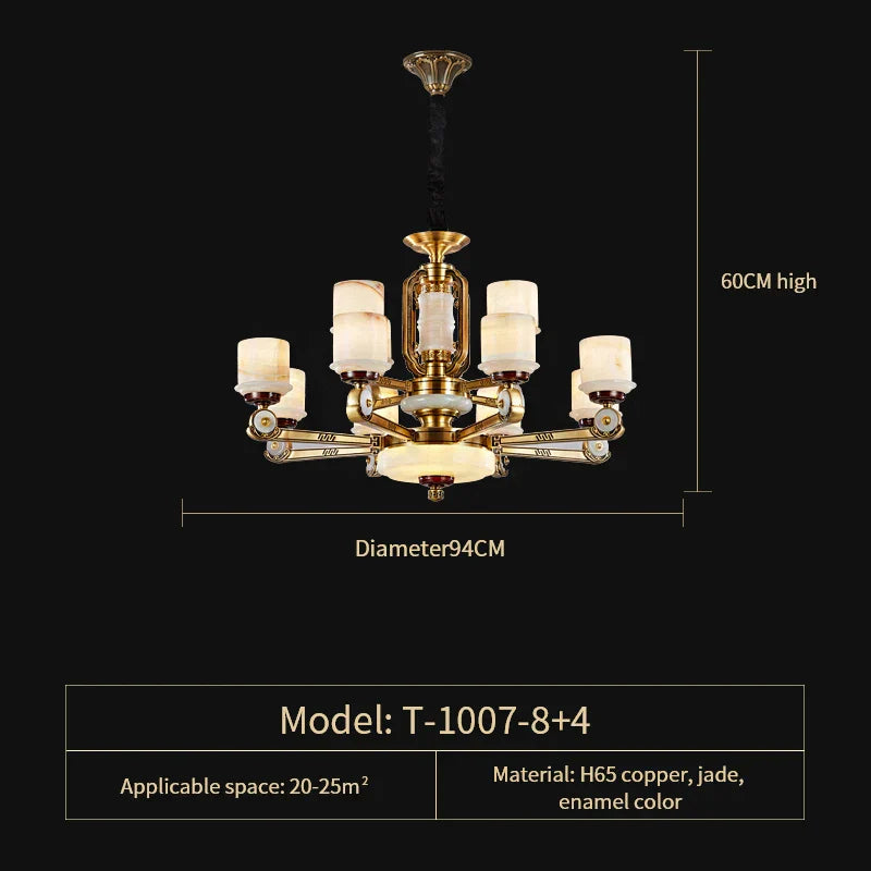 All Copper Jade Chandelier, Modern Chinese Style for Living Room, Bedroom, Dining Room.