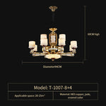 All Copper Jade Chandelier, Modern Chinese Style for Living Room, Bedroom, Dining Room.