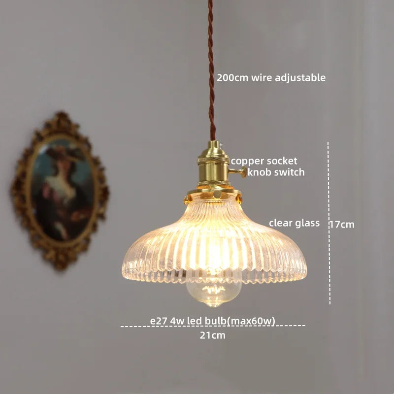 Copper Glass LED Pendant Light for Modern Home Decor - Hanging Lamp