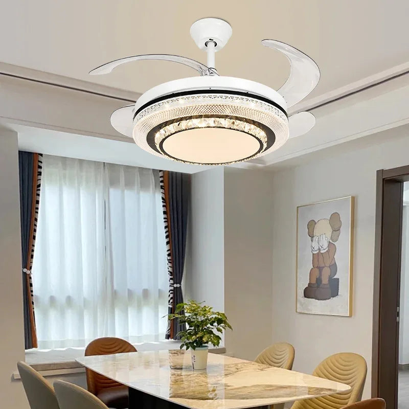 LED Ceiling Fan with Remote Control, Modern ABS Blades, 110V 220V