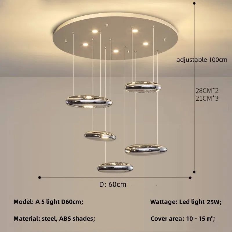 Chrome LED Ceiling Chandelier Cobblestone Pendant Lights - Modern Luxury Luminarias Fixtures