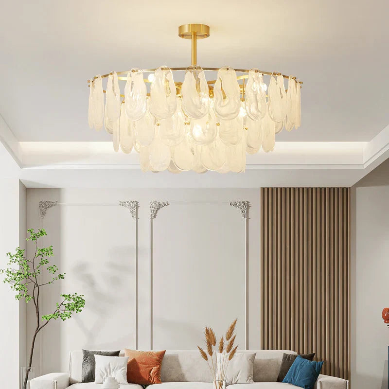 Luxury Copper Chandelier Light Glass Crystal Brass Master Bedroom French Living Room