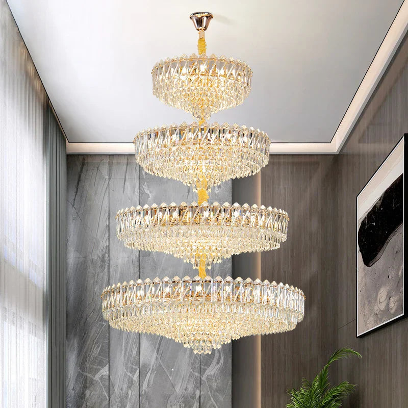 Luxury Crystal Chandelier for Duplex Villa Staircase and Living Room