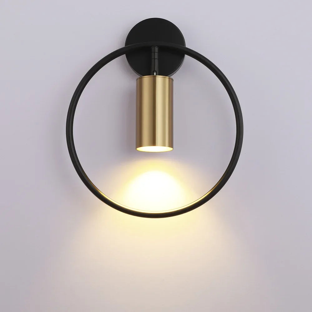 Adjustable LED Brass Gold Ring Wall Sconce Light for Home Hotel Bar