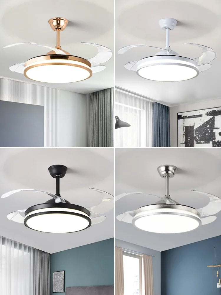 LED Fan Lamp: Modern Invisible Ceiling Chandelier for Living Room, Bedroom & Dining Room