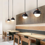 Glass Ball LED Pendant Lights Black Travertine Wabi Sabi Hanging Lamp