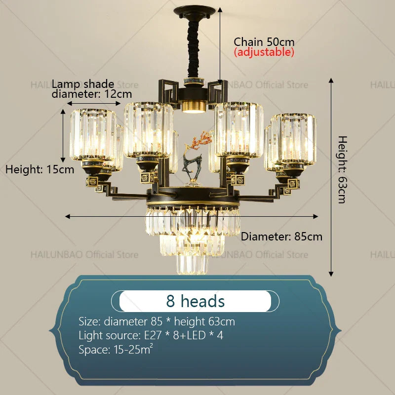 Zen Crystal Chandelier: Modern Luxury Living Room Dining Room Lamp