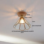 Wood Glass LED Ceiling Lamp Modern Plafondlamp for Home Restaurant Living Room