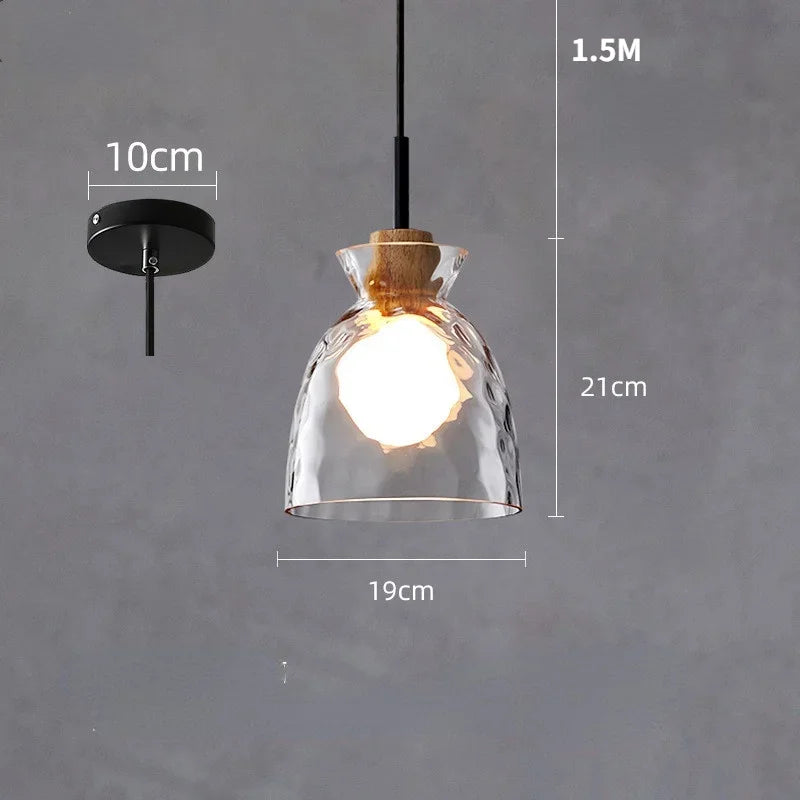 Clear Glass Pendant Lamp with LED Lights for Home Decor