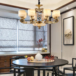 Luxury Chinese Style Copper Jade Living Room Chandelier
