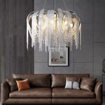 Modern E14 Pendant Lights by Afralia™: Tassel Design, Aluminium Construction, Chrome & Gold Finish