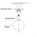 Glass Ball LED Ceiling Lamp on Wooden Pedestal
