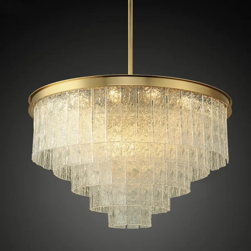 Luxury Gold Metal Glass LED Pendant Light Fixture for Elegant Living Room Lighting