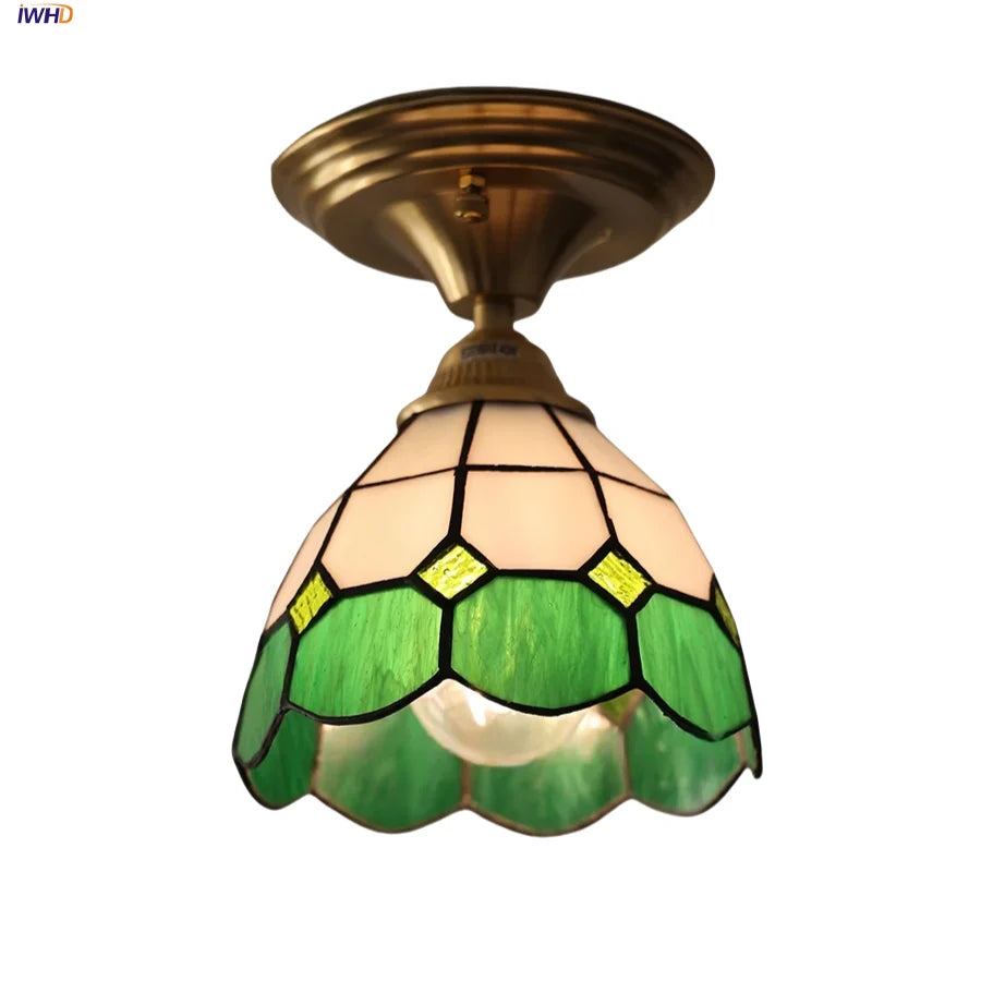 Tiffany Glass LED Ceiling Light - Modern Nordic Style Flush Mount Lamp