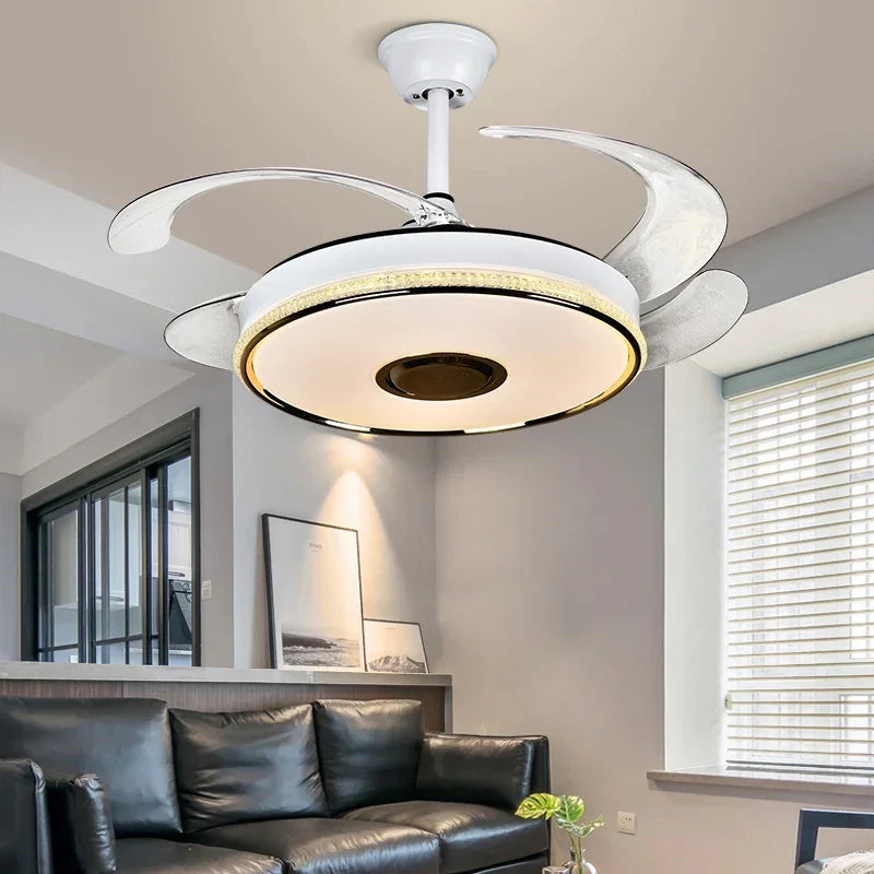 90 Modern Ceiling Fan with Bluetooth Speaker, LED Light, and Remote Control