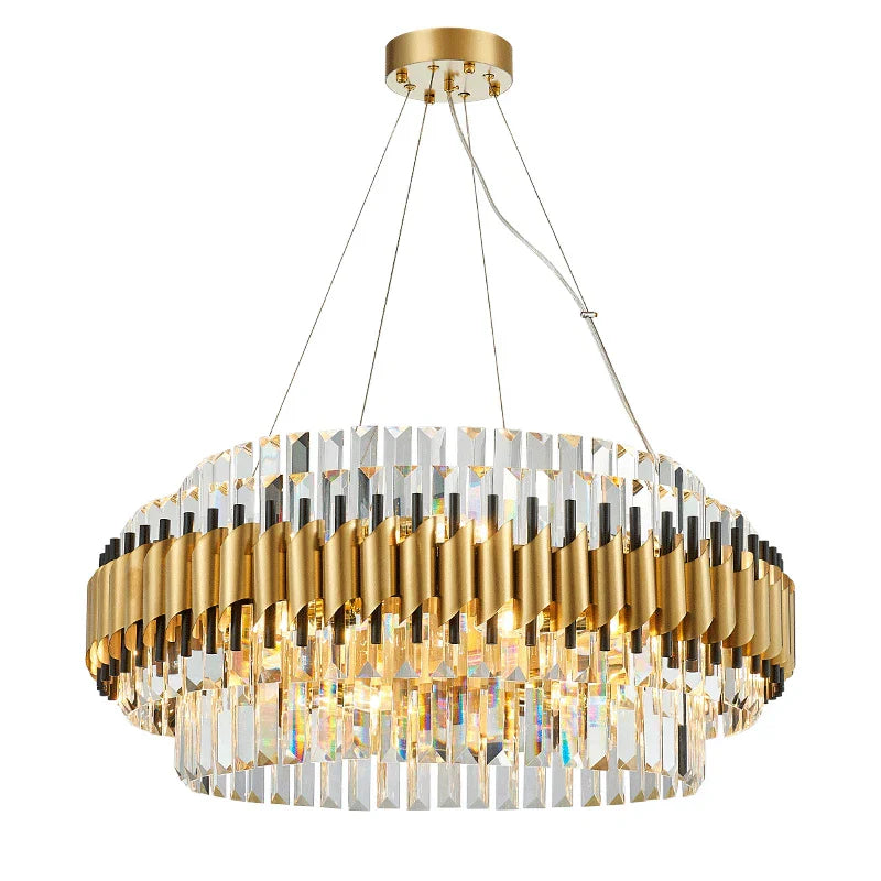 Gold Crystal Chandelier LED Ceiling Pendant Light - Luxurious Living Room Decor