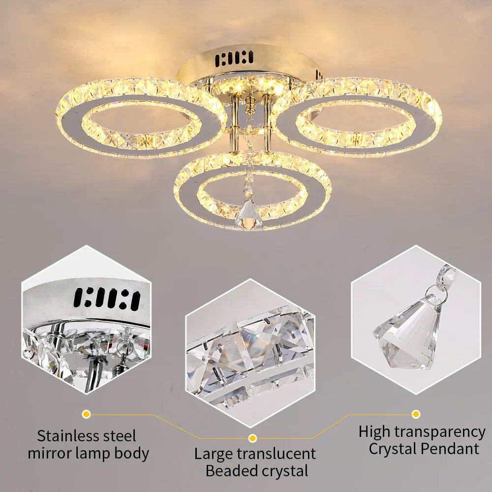 Crystal Raindrop Chandelier LED Ceiling Light for Dining Living Bedroom