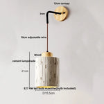 Japanese Style LED Wall Light Cement Bedside Lamp with Pull Chain Switch