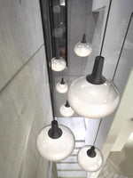 White Glass Chandelier Lighting Hanging Lamp for Dinning Room Staircase