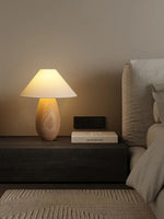 Wooden Mushroom Desk Lamp Black Engraved Table Light for Office Décor