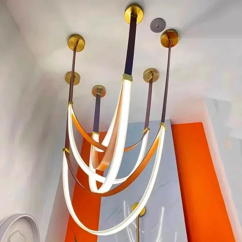 Nordic Belt LED Pendant Lights for Kitchen Island Living Room Chandelier