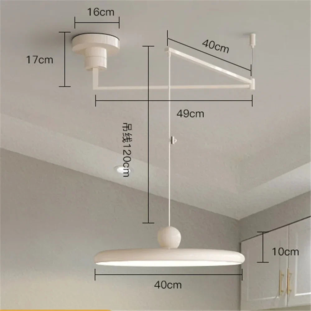 Cream Iron Art Chandelier LED Pendant Light for Bedroom Living Room
