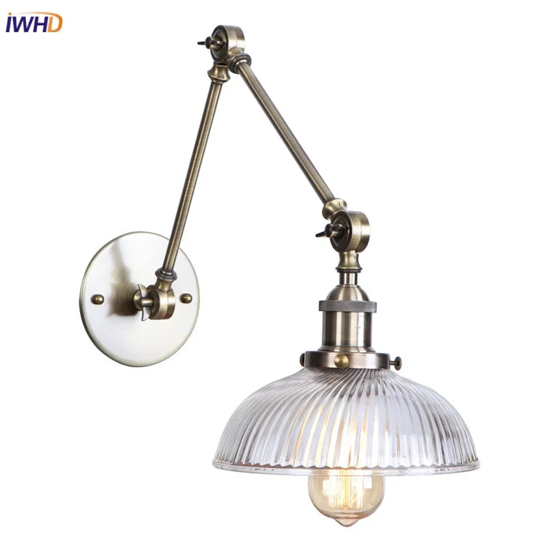 Vintage Loft Glass Swing Arm Wall Lamps