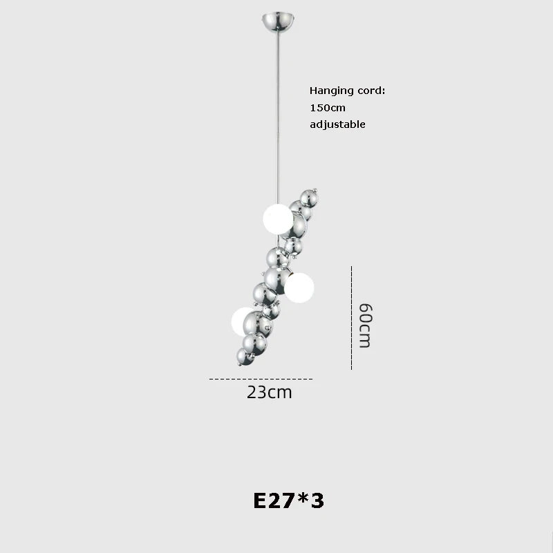 Dimmable LED Hanging Pendant Light for Living Room - Gold Silver Luminaire