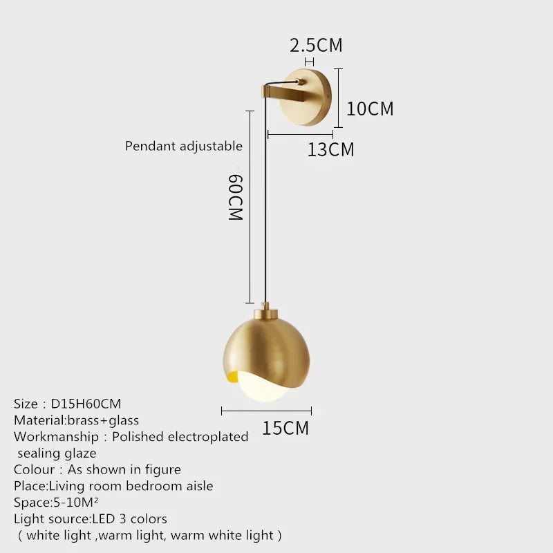 Copper Strip Wall Lamp Modern Nordic Style for Bedroom and Restaurant