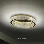 Gold Steel LED Dimmable Ceiling Lights Luxury Crystal Fixture